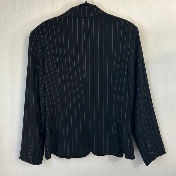 Worthington Black Silver Stripe 2 Button Blazer Jacket Size 14 - Picture 4 of 11